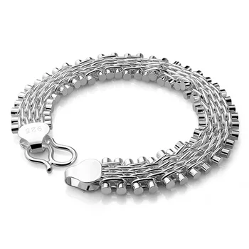

women's Bracelets Silver 925 sterling silve Chain Bracelets For men Women Wholesale jewelry accessories charm women gift