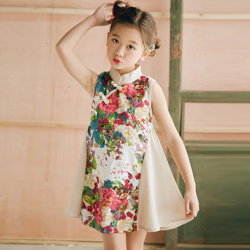 

[Korean Babe] 2019 Summer New Style Girls Big Boy Retro Chinese-style Cheongsam Cotton Linen Comfortable Bq