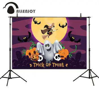 

Allenjoy Halloween Pumpkin Lantern Backdrop Witch Cute Ghost Moon Bat Baby Birthday Photography Background Photo Shoot Studio