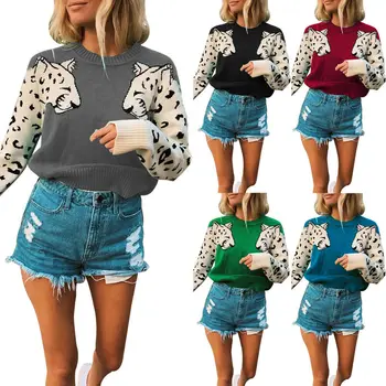 

Fashion Women Ladies Casual Pullover Sweater Long Sleeve Jumper Tops Tunic O-neck Animal Sweaters Autumn Winter