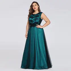 2019 плюс размер красивое вечернее платье Forever элегантное вечернее платье длиной до пола без рукавов Кружевное атласное платье Вечерние