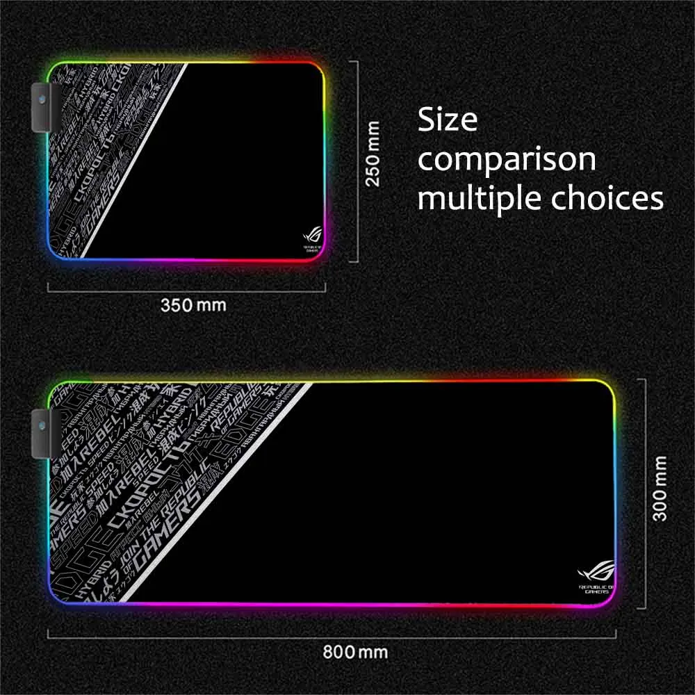 Black RGB Gaming Mouse Pad - Enhanced Gamer Desktop Accessory, Large Mouse Mat & Keyboard Rug