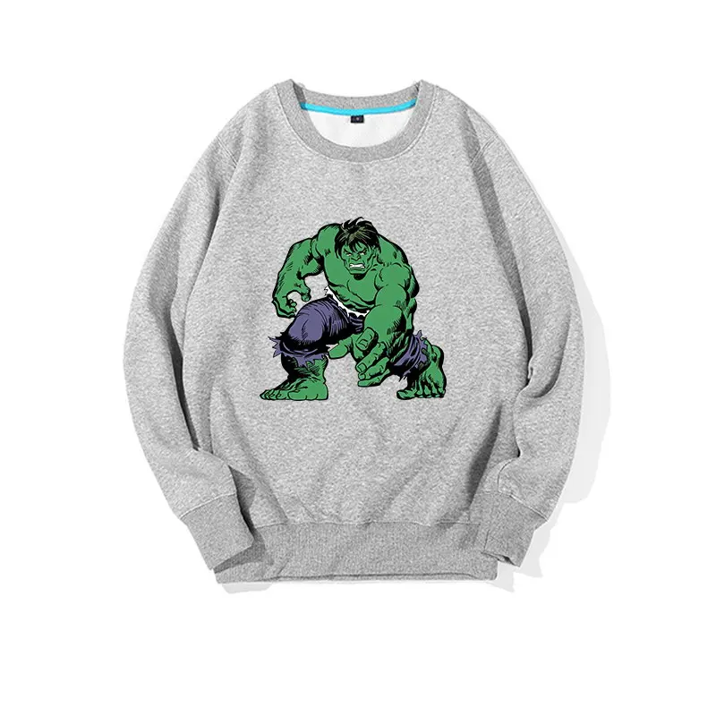 Новые толстовки для девочек; модные топы; толстовки для мальчиков; детская толстовка с круглым вырезом; одежда с длинными рукавами; детский пуловер с принтом Халка - Цвет: Gray 2