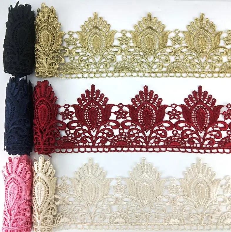 2Yds Embroidered Ribbon Trims Ball Drapery Fringe Lace Ribbon DIY Sewing Curtain