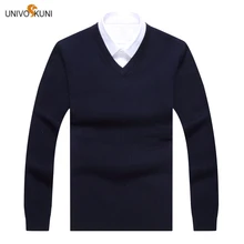 UNIVOS KUNI 2019Men's свитер Новое поступление весна и осень сплошной цвет Pllovers Бизнес Мода Тонкий 1901
