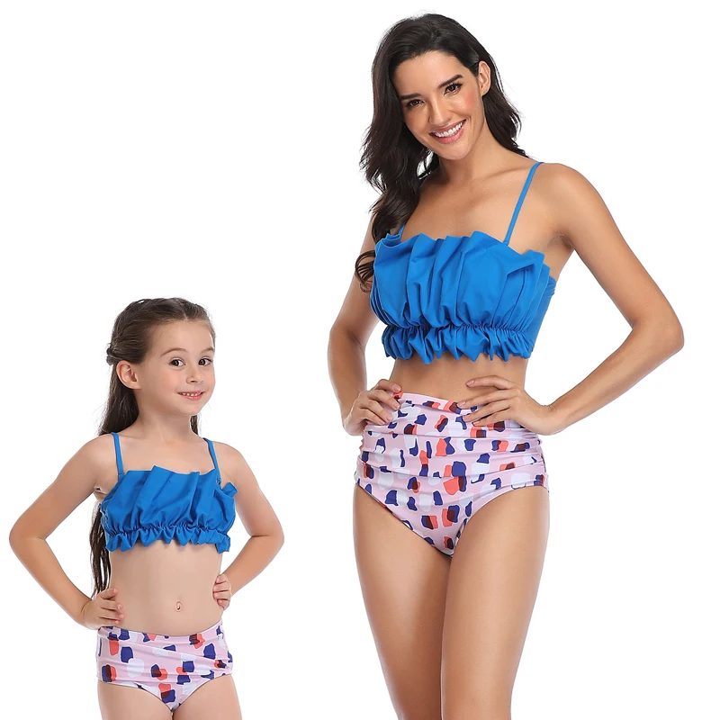 

Fashion Tank Mother Daughter Swimsuit Family Matching Swimwear Mommy and Me Bikini Clothes High-Waist Mom Baby Beachwear Outfits