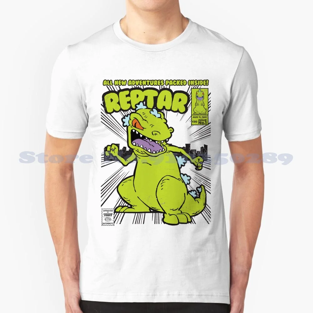Reptar Comic Book Nero Bianco Grigio Moda Tshirt Reptar Sottaceti Chuckie Angelica Phil Lil Comic Comic Book