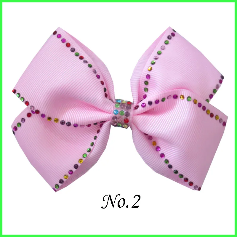 50 BLESSING Good Girl 4.5/" Pair Bowknot Hair Bow Clip Accessories Rhinestone