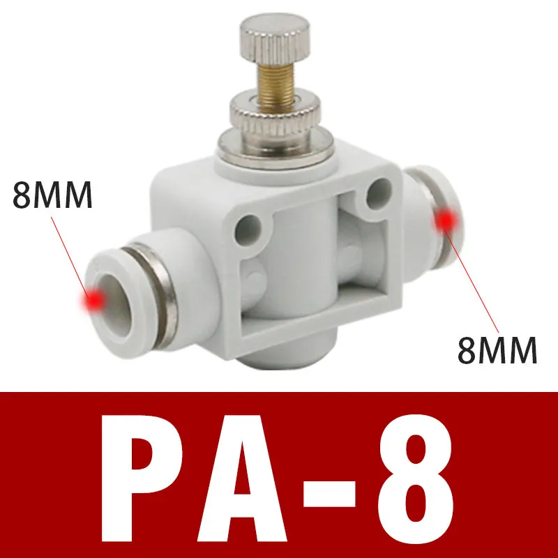 PA-8 white 10 шт. пневматический клапан дроссельной заслонки 6 мм 8 мм 10 мм 12 мм OD шланг Труба Газовый поток отрегулирующий клапан соединитель фитинг скорость воздуха нажимной фитинг - Цвет: PA-8 white