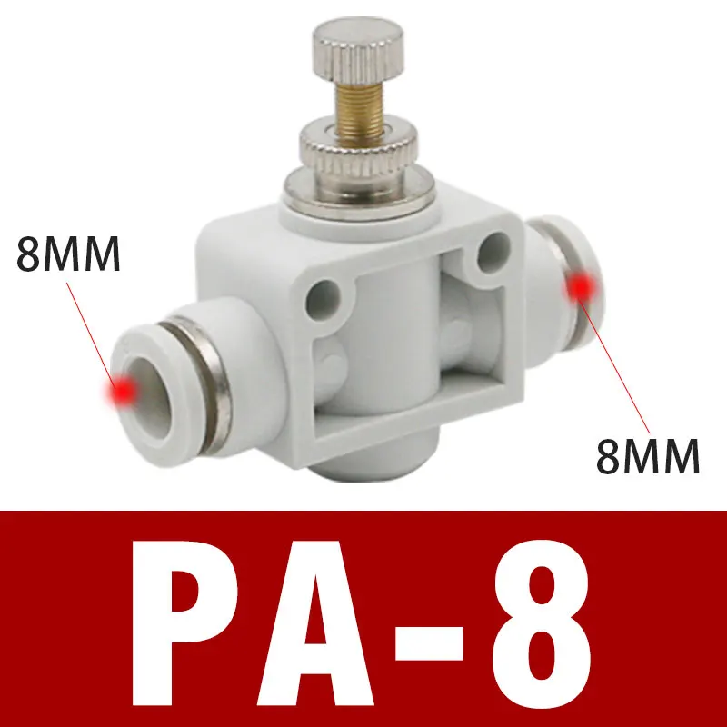 10 шт. пневматический клапан дроссельной заслонки 6 мм 8 мм 10 мм 12 мм OD шланг Труба Газовый поток отрегулирующий клапан соединитель фитинг скорость воздуха нажимной фитинг - Цвет: PA-8 white