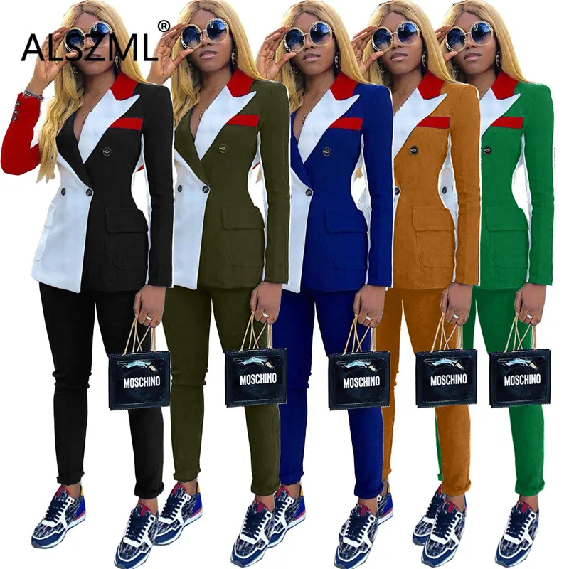 Chándal de manga larga para mujer, conjunto de Top y pantalón tipo lápiz, chándal de moda de 2 piezas