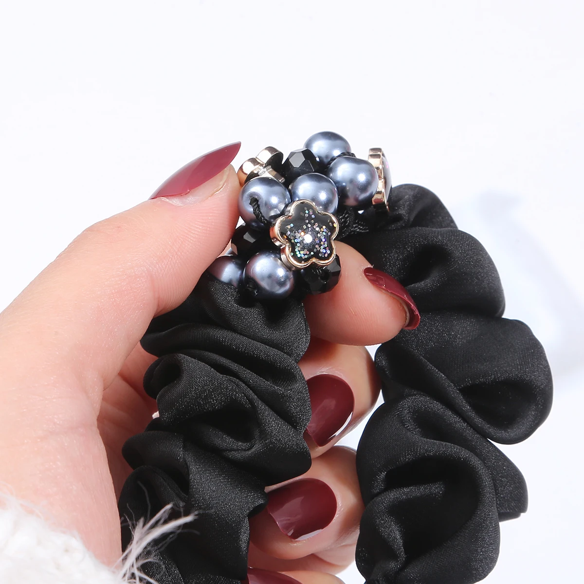 Pearls Hair Ties Handmade Ponytail Holder Scrunchies Vintage Elastic Bands Beads Rubber Rope Women Accessories |