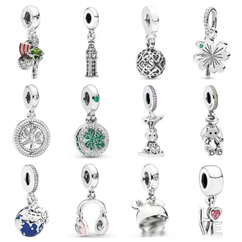 

PDD DZ 34 925 Sterling Silver Spring New Charm Pendant with DIY Bracelet Necklace Jewelry Gift Carving Suitable for Women