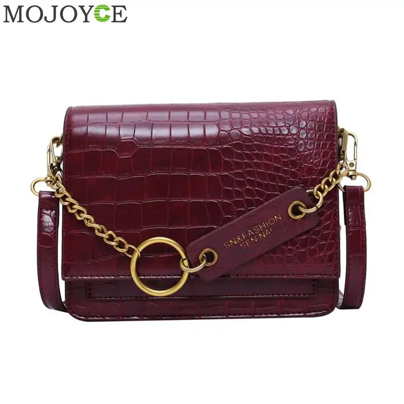 

Vintage Crocodile Leather Crossbody Handbag Women Solid Color Female Small Chain Shoulder Messenger Bag