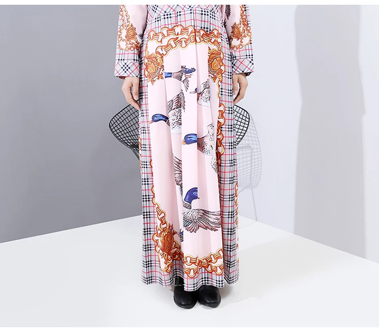 Китайский стиль женские Осень Зима Красочные платья животных полный рукав лодыжки длина леди стильные длинные платья 5898