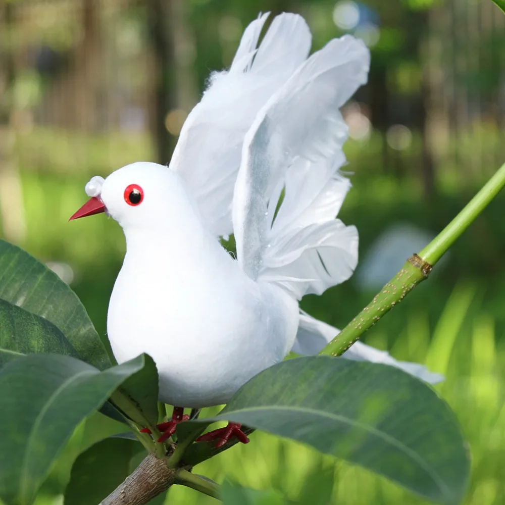 Реалистичный белый искусственный Peace Pigeon пена перо крыло орнамент с голубями современные украшения дома аксессуары для рождества свадьбы