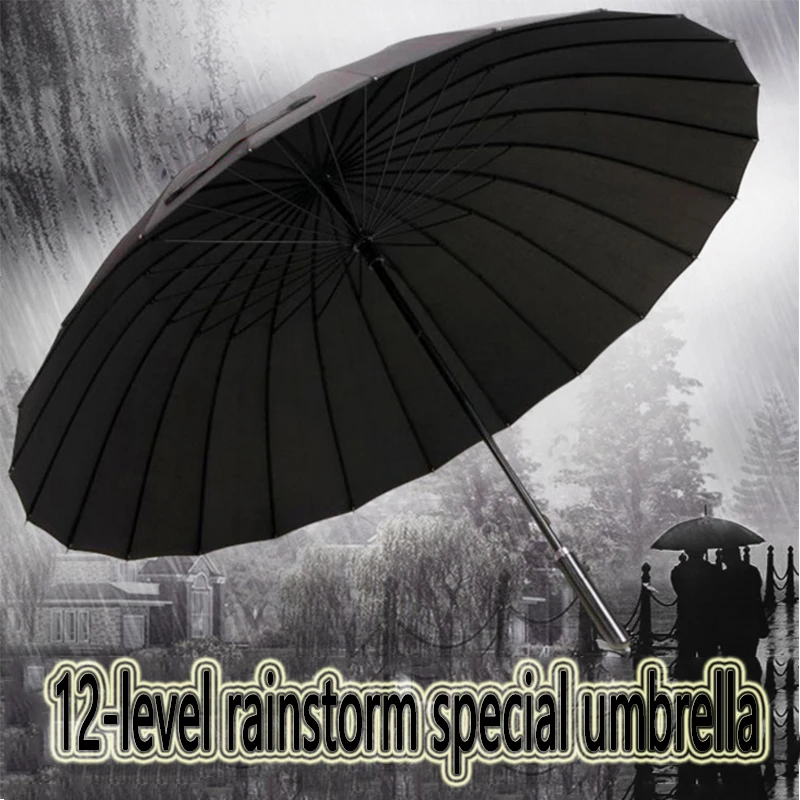 

Oversized Men's Outdoor Strong Weatherproof Umbrella Ladies 24K Leather Golf Sunscreen Umbrella Men's Gift long Handle Umbrella