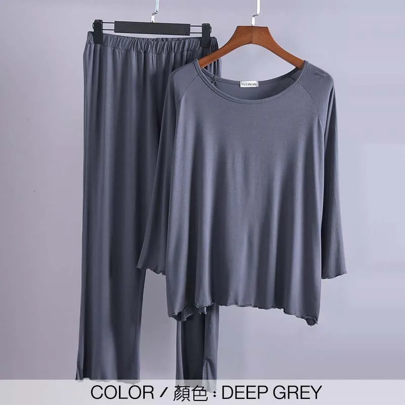 DEEP GREY Женский пижамный комплект из модала пижамы для женщин одежда для сна без рукавов эластичность SA0227 - Цвет: DEEP GREY