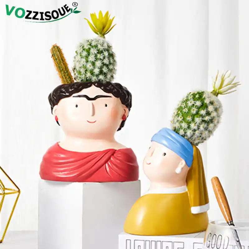 Nordic Celebrity Cute Small Plant Pots Succulent Plant Pot Resin Planter Bonsai Flower Pots Indoor Decorative Home Office Decor Aliexpress