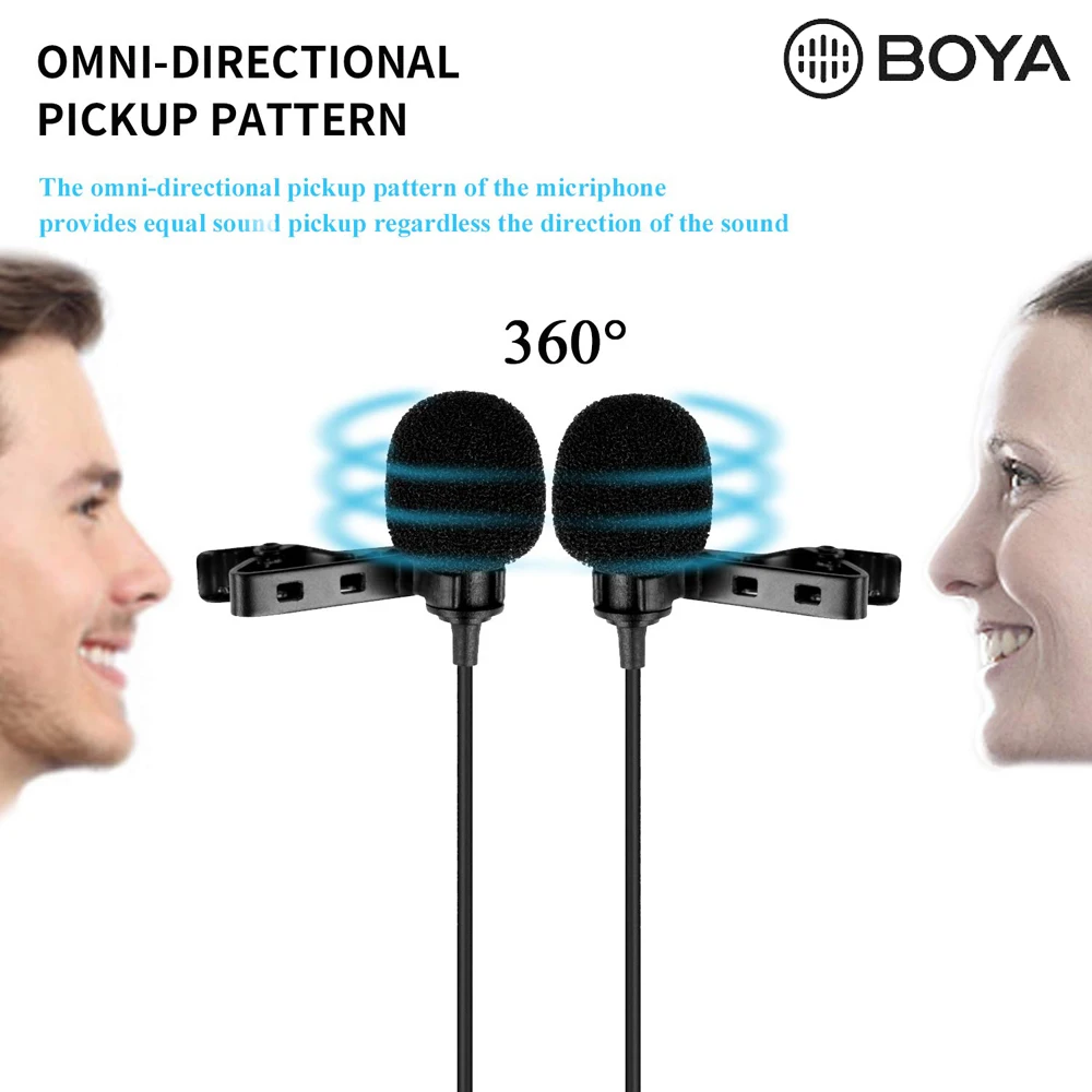 BOYA BY-M1DM петличный микрофон с кабелем 6 м всенаправленный клип на лацкане видео микрофон для iPhone Canon Nikon DSLR камер