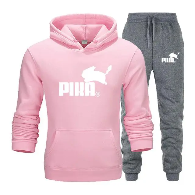 Pink Dark Grey B Новинка, трендовый бренд, модная мужская спортивная одежда с принтом, мужские толстовки с капюшоном, пуловер, мужской спортивный костюм, толстовки, одежда, мужские спортивные костюмы, набор - Цвет: Pink Dark Grey B