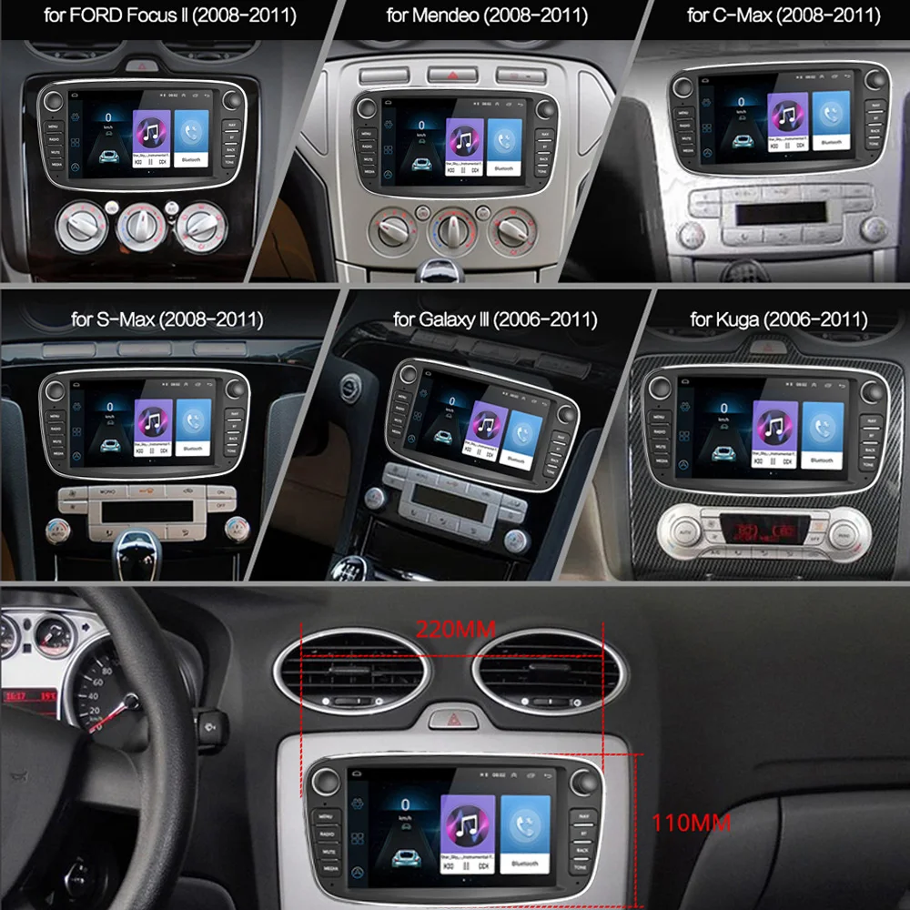 2din Android 8,1 gps авто радио 2 Din Автомобильный мультимедийный плеер 7 ''Авторадио для Ford/Focus/S-Max/Mondeo 9/Galaxy yc-Max
