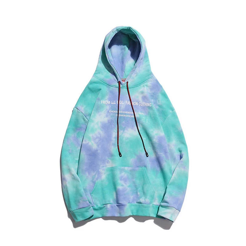 

Tie Dye Hip Hop Sweatshirts Letter Printed Streetwear Hoodies Harajuku Oversized Pullover Tracksuit for Young Men Cotton Hoodie