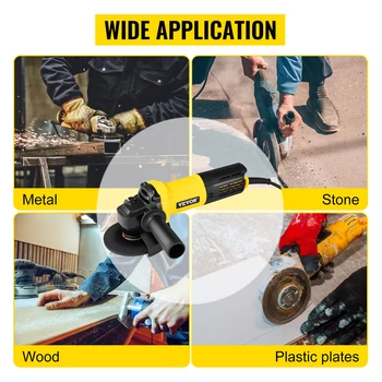 VEVOR Electric Angle Grinder 900W Angular Power Grinding Machine 4.5Inch Plastic Stone Metal Wood Cutting Grinding Wheel Tool 2