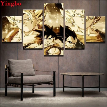 

5Pcs Set Diamond Painting Dragon Ball Goku Diamond Embroidery Cross Stitch Rhinestone Painting Mosaic Full Drill Square round
