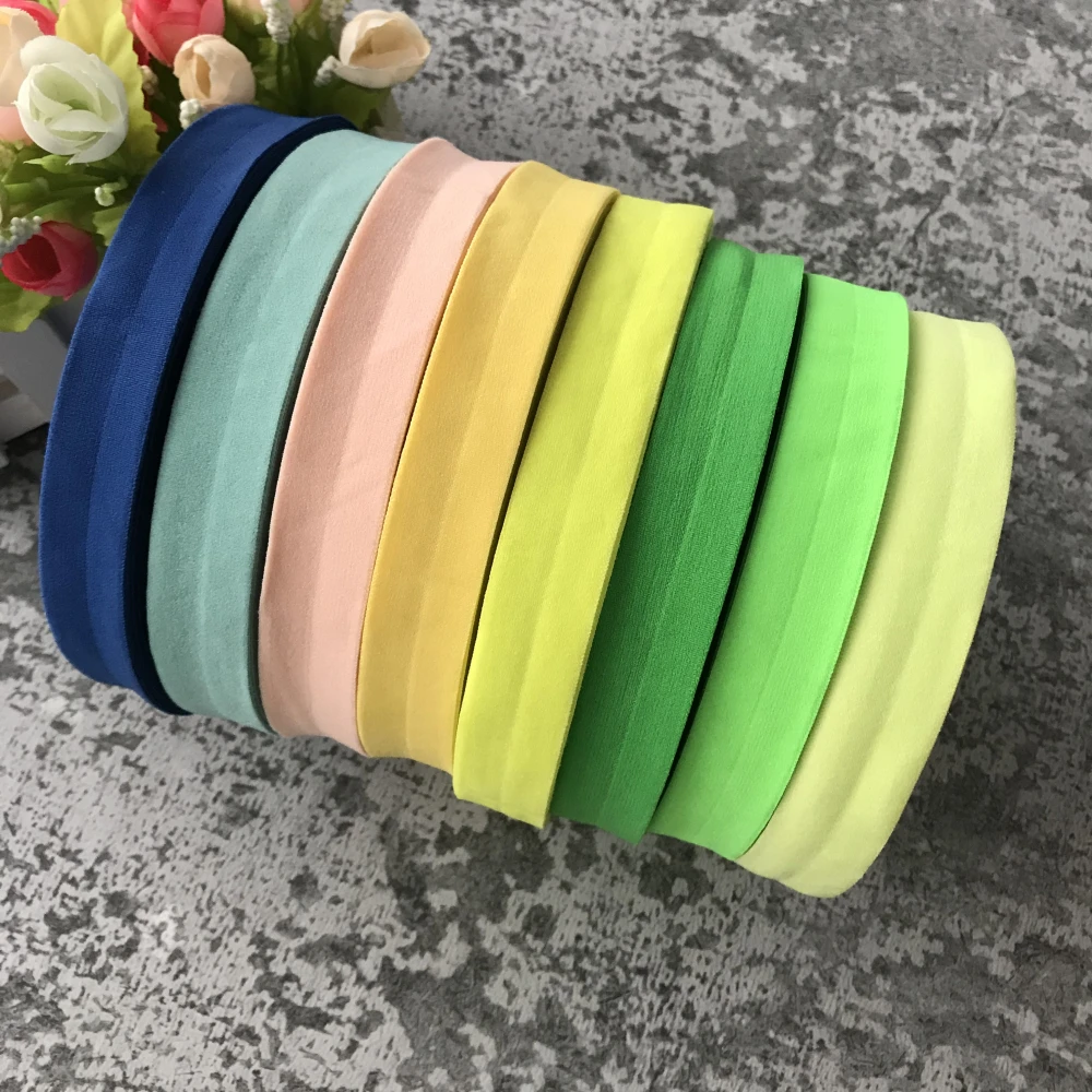 

3/4''(20mm) matt color bias binding tape elastic ribbon webbing trim lace solid headwear handmade DIY decoration crafts