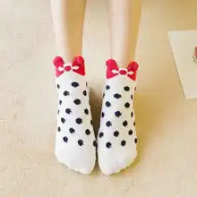 Новые носки теплые зимние Бархатные Носки-тапочки с бантиком теплые носки для зимы женские толстые носки Носки с рисунком