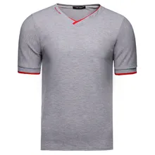 NEGIZBER 2019 New Fashion Men's T-shirt Solid Casual Short Sleeve Top Tees Brand Thick 100 Cotton V-neck T Shirt Men