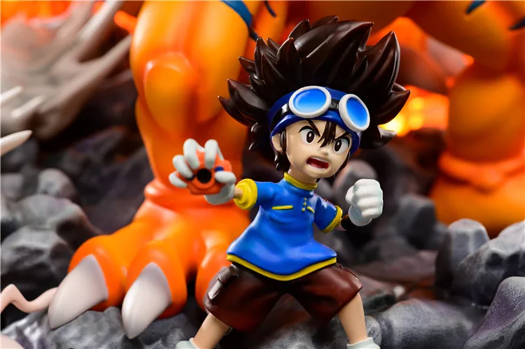 Digimon Adventure YAGAMI TAICHI Металлическая статуэтка Greymon из смолы, окрашенная дятел
