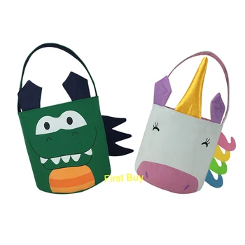 

20pcs/lot wholesale monogrammed personalized cute dinosaur & unicorn easter basket 2 styles Easter bucket mixed for kids