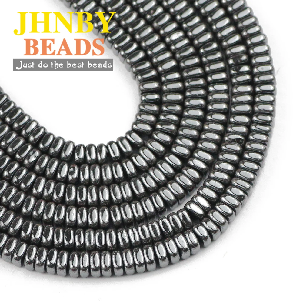 

JHNBY Fat Square shape 4x2mm Black Hematite Natural Stone DIY Cube spacer Loose beads for Jewelry bracelets Making Accessories