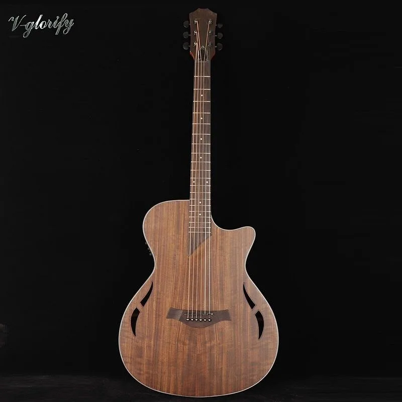 

40 inch hickory wood electric acoustic guitar with EQ tuner good sound video wholesale travel guitarra gift present