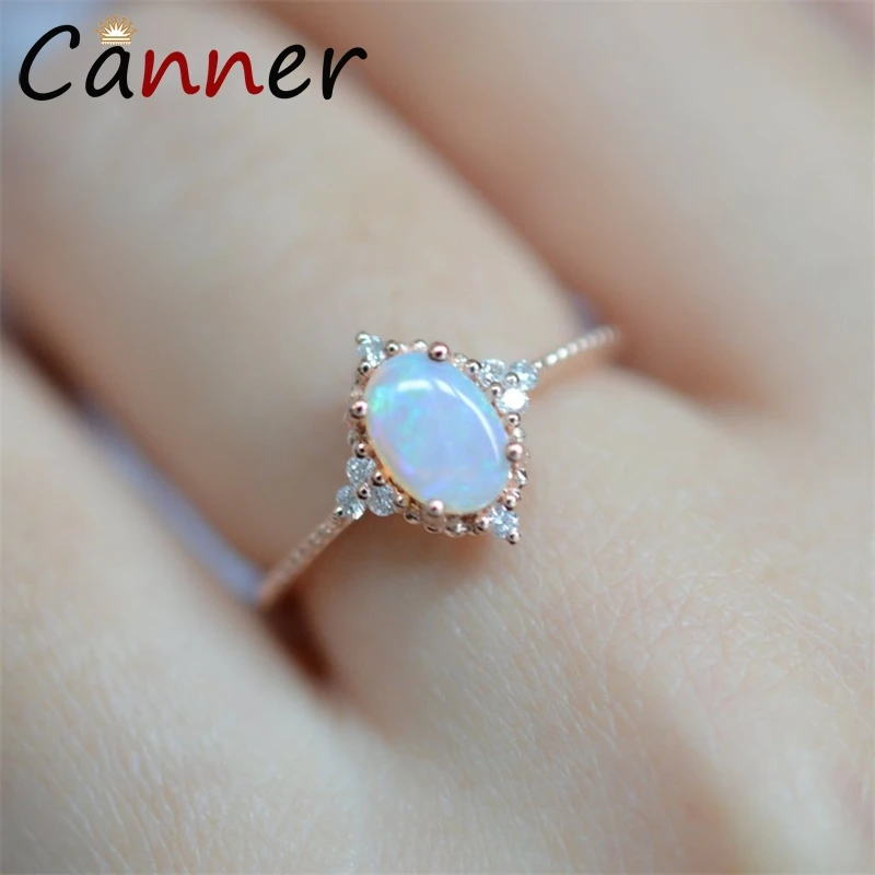 

Vintage Opal Rings for Women Oval Stone Rings Size 6 7 8 9 Antique Gold Engagement Ring in Copper Promise Ring With Gift