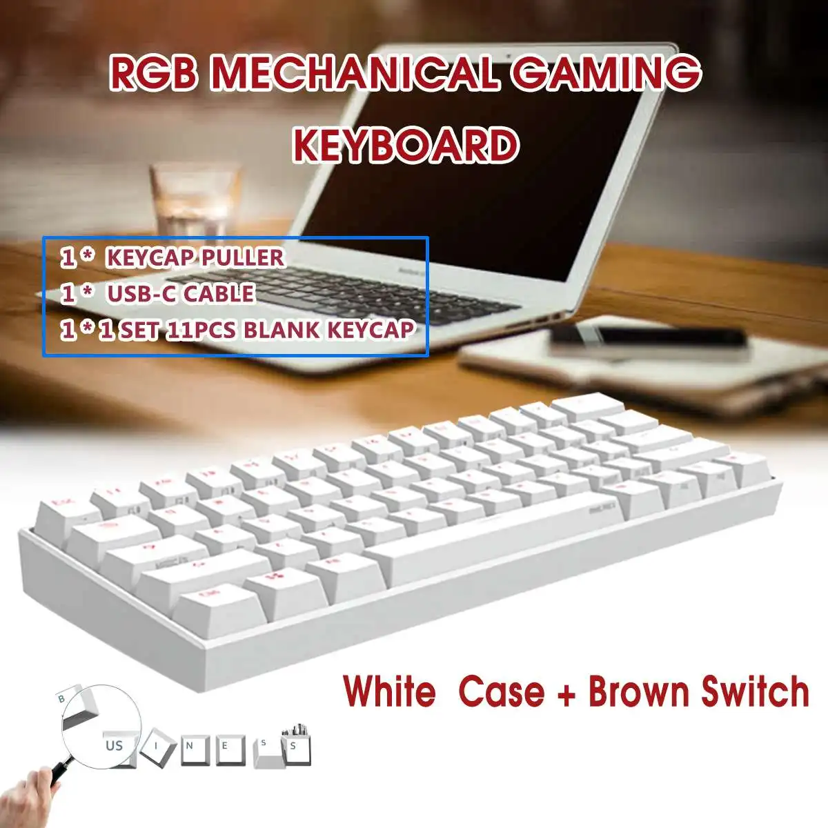 

Anne Pro2 Kailh BOX Switch Wireless bluetooth 4.0 Type-C RGB Mini Portable 60% Mechanical Keyboard Obins Switch Gaming Keyboard