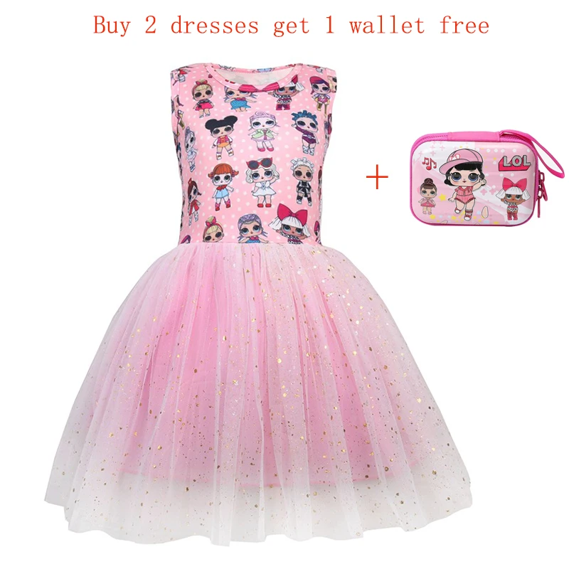 

Kids Dress for Girls Summer Cute Lol Dress Girl Mesh Cartoon Princess Dress Toddler Baby Dress Sleeveless Vestidos Doll Clothes