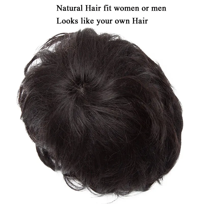 Human Hair Toupee 16x19cm Small Men Toupee Hair Topper 140% Density Natural Wave 4''