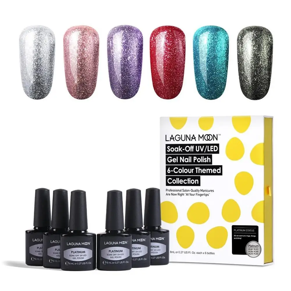 

Lagunamoon 6pcs/kit Gel Nail Polish Semi Permanent UV LED Lamp Enamel Lacquer Varnish Base Top Coat 2pcs Set GelLak Gel Nails