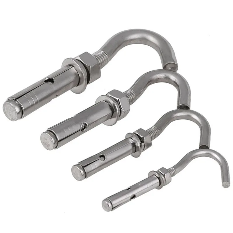 Description Picture 4 of itemOpen Hook Eye Bolts Screws Fixings Hanging Wall Anchor A4 Stainless Steel M6 M8