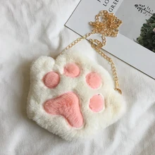 Sac à bandoulière mignon en forme de patte d'ours pour filles, avec chaîne à fermeture éclair, joli porte monnaie en peluche douce pour enfants, accessoires pour bébés garçons, petits sacs à bandoulière
