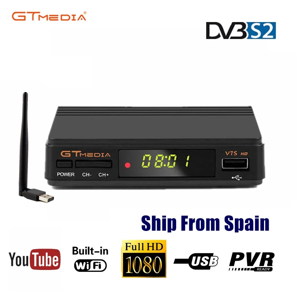 GTmedia V7S HD DVB-S2 Европа Америка цифровой спутниковый ресивер ТВ тюнер Поддержка Wifi