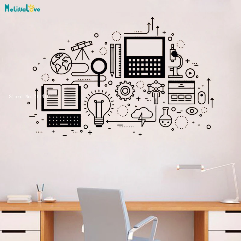 Computer Technology Wall Decal Vinyl Sticker Science Education Home Interior School Classroom Art Decor Murals Yt16 Wall Stickers Aliexpress