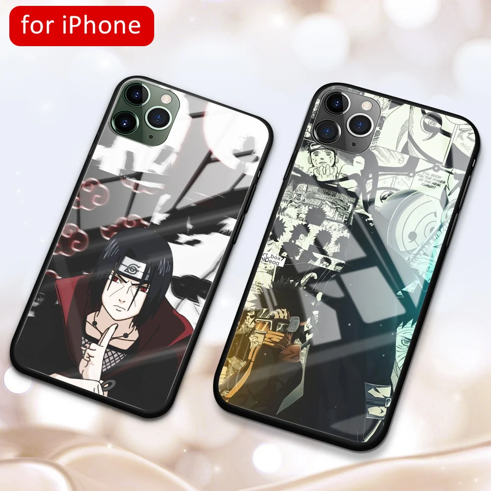 DIY Case for iphone 11 Pro Naruto Itachi Uchiha Tempered Glass Hard