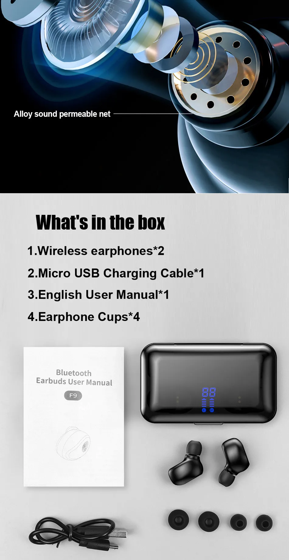 VOULAO, Bluetooth 5,0, наушники, 8D, стерео, беспроводные наушники, спортивные, водонепроницаемые, свободные руки, наушники, гарнитура с 2000 мАч, внешний аккумулятор