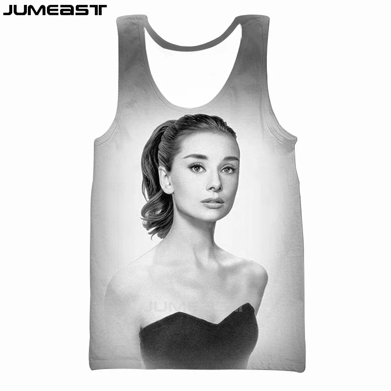 Jumeast бренд для мужчин/женщин 3D Печатный жилет суперзвезда Одри Хепберн короткий рукав модный спортивный пуловер летние топы на бретелях футболки