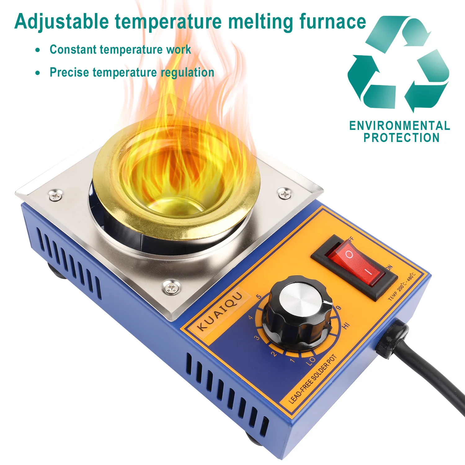 electric soldering irons KUAIQU 220V 300W Solder Pot Tin Melting Furnace Adjustable Thermoregulation Soldering Desoldering Bath 200℃-480 ℃ 37/50/80/100mm gas welding equipment