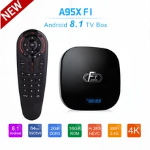 TV Box A95X F1, Android 8,1, 2GB, 16GB, Amlogic S905W, Quad Core, wi fi 2,4 GHz, reproductor multimedia en 3D 4K, PK X96 mini, dispositivo de tv inteligente